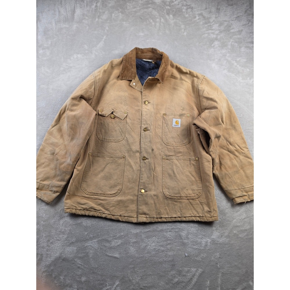Vintage Carhartt Chore Barn Coat Mens XL Brown Canvas Blanket Lined Work Jacket